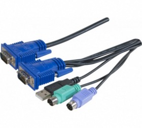 Cordon pieuvre VGA/USB-PS2 3 mtres pour KVM