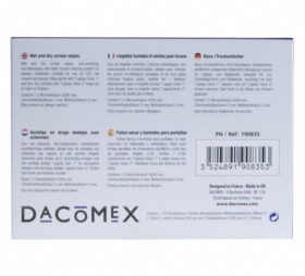 Duo de lingettes humides/sèches pour écrans fragiles Dacomex