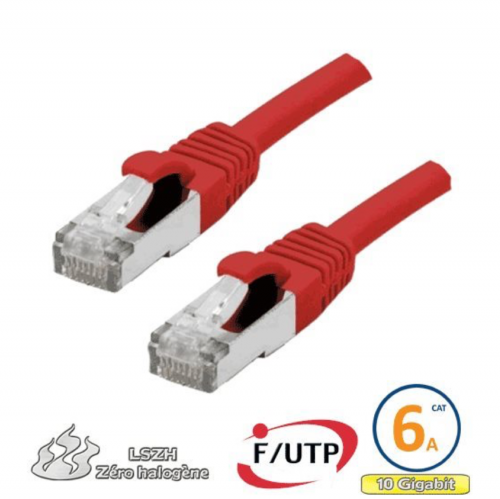 Câble RJ45 Cat 6a F/UTP LSZH 30 cm rouge