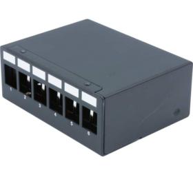 Boitier 1U 6 ports Keystone pour Rail DIN ou mural