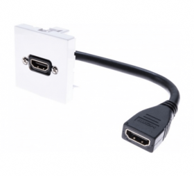 Plastron HDMI F/F 45 x 45 avec cable HDMI coudé 10 cm