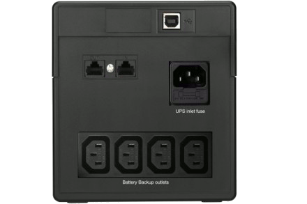 Détail des prises de l'onduleur Infosec 800 VA E2 LCD