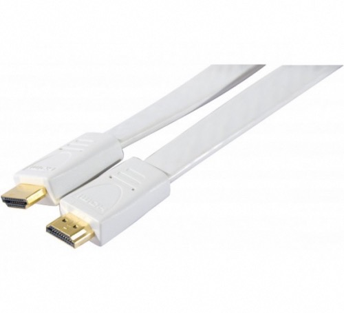 Cordon plat HDMI High Speed blanc - longueur 1 mètre