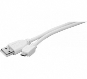 Cordon USB 2.0 type A micro USB B blanc 1,8 m