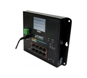 Switch industriel plat 8 ports Giga PoE+ 240W 2 SFP LCD Planet