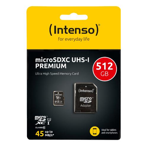 Carte MicroSDXC UHS-I Premium Class 10 Intenso 512Go