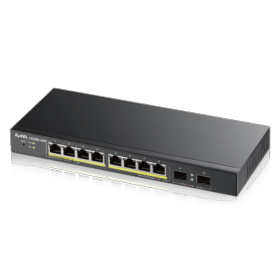 afficher l'article Switch 8 ports giga PoE 77W 2 SFP Zyxel GS1900-10HP