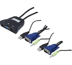 Switch KVM VGA/USB/HP 2 ports câbles intégrés