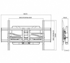 Bras mural extensible pour écran de 37 à 65 pouces 85 Kg
