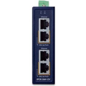 Injecteur industriel Gigabit PoE+ 72W Planet IPOE-260-12V