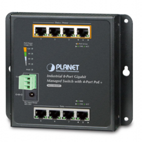 afficher l'article Switch industriel mural 8 ports Giga 4 PoE+ Planet WGS-804HPT