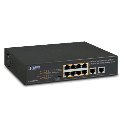 Switch 10 ports gigabit 8 PoE+ Planet GSD-1008HP