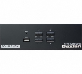 Switch KVM HDMI/USB/Audio 4 ports 4K double écran