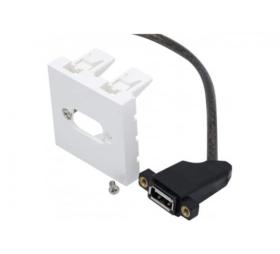 Plastron USB type A F/F 45 x 45 amplifié 10 m coudé