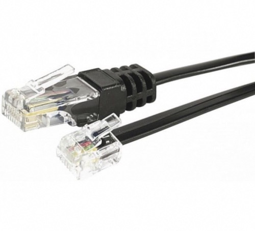 Cordon téléphone 2 m noir RJ11 RJ45