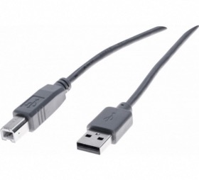 Cordon éco USB 2.0 type AB M/M 1,8 m gris