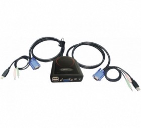 Mini KVM câblé VGA/USB/Audio 2 ports