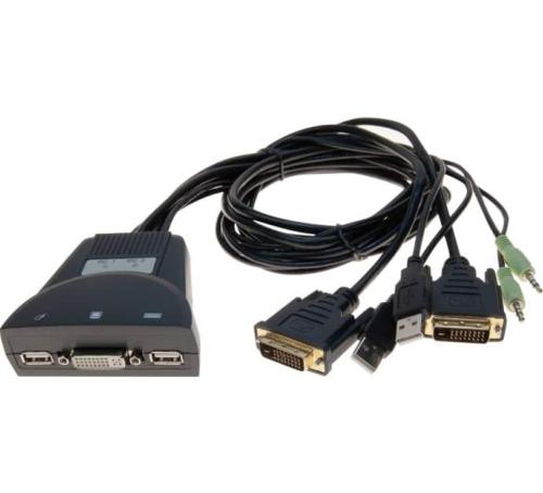 Switch KVM DVI/USB/Audio 2 ports câbles intégrés