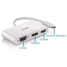 Adaptateur USB-C vers DP HDMI VGA DeLock