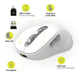 Souris Bluetooth rechargeable Expert blanche Port Design