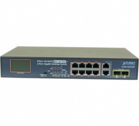 Switch 8 ports 10/100 PoE+ 2 gigabit RJ45/SFP combo Planet