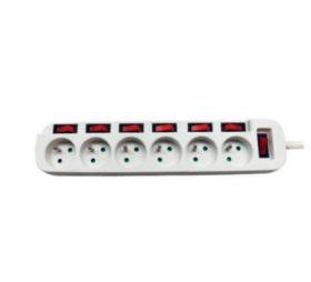 Multiprise 6 prises avec interrupteurs individuels 1,5 m