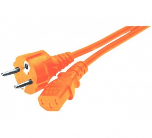Cordon électrique pour onduleur ou écran 1,80 m droit orange