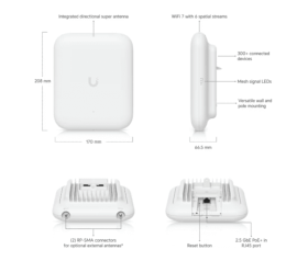 Point d'accès WiFi 7 managé U7-PRO-OUTDOOR UBIQUITI