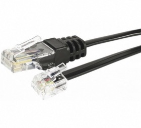 Cordon téléphone 1 m noir RJ11 RJ45