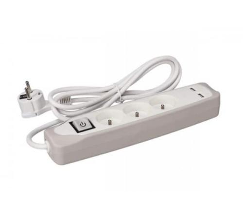 Multiprise 3 prises avec interrupteur et chargeur USB