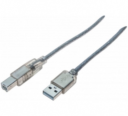 Cordon USB 2.0 type A/B transparent 1,8 m