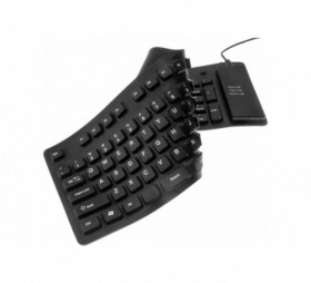 Clavier étanche en silicone souple USB PS2 noir