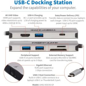 Station d'accueil USB 3.2 type C Tripp Lite U442-DOCK5-GY