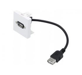 Plastron USB type A F/F 45 x 45 amplifié 15 m coudé