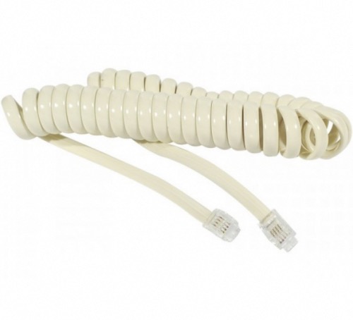Cordon téléphone en spirale 2 m ivoire RJ9