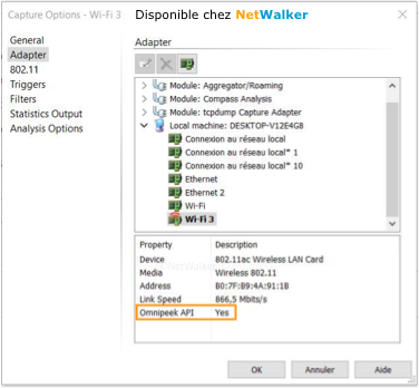 Validation Pilote Wifi d'OmniPeek