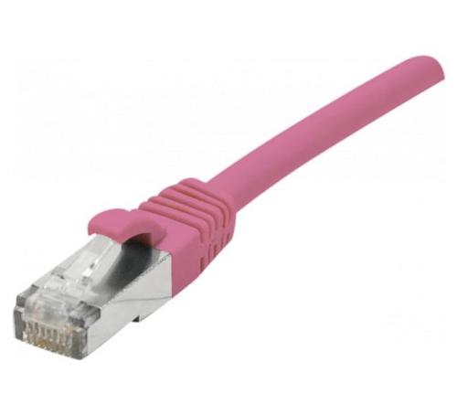 Câble RJ45 Cat 6a Blindé Snagless LSOH rose - 3 mètres