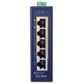 Switch industriel 5 ports 4 PoE+ 120W Planet IGS-504PT