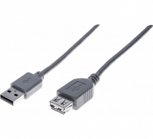 Rallonge USB 2.0 type A M/F 0,6 m grise
