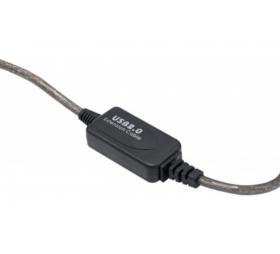 Plastron USB type A F/F 45 x 45 amplifié 15 m coudé