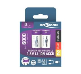 Piles D rechargeables USB-C - Blister de 2