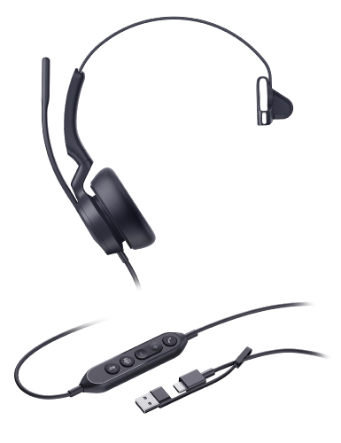 Casque USB A/C mono Teams et UC Yealink UH46T