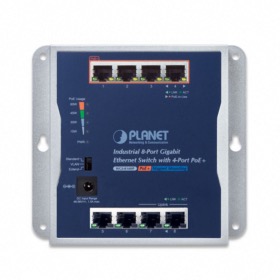 Switch industriel mural 8 ports Giga 4 PoE+ Planet WGS-814HP