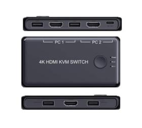 Mini Switch KVM HDMI 4K USB 2 ports avec câbles