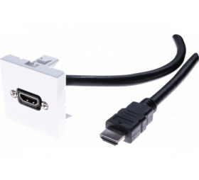 Plastron HDMI 45 x 45 avec cable HDMI coudé 5 m