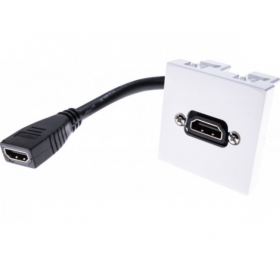 Plastron HDMI F/F 45 x 45 avec cable HDMI coudé 10 cm