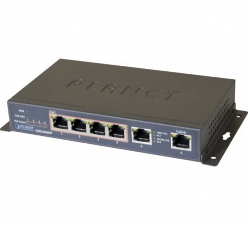 Switch 6 ports Gigabit Planet GSD-604HP (4 PoE+ 55W)