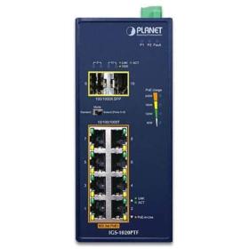 Switch industriel 8 ports Giga PoE+ 2 SFP Planet IGS-1020PTF