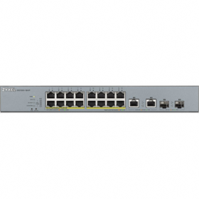 afficher l'article Switch 16 ports giga 8 PoE 250W 2 SFP Zyxel GS1350-18HP