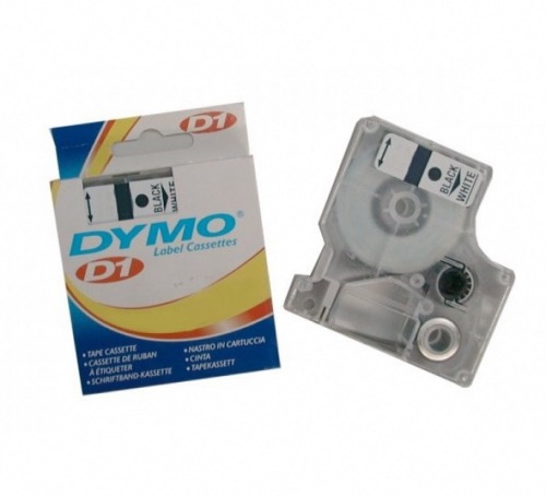 Dymo ruban D1 12 mm noir sur transparent